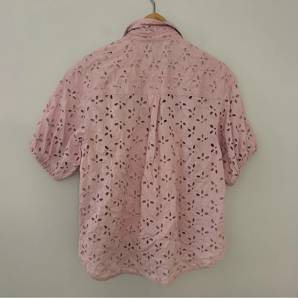 J. Crew Spring Garden Eyelet Blouse Pink Purple - Picture 5 of 8